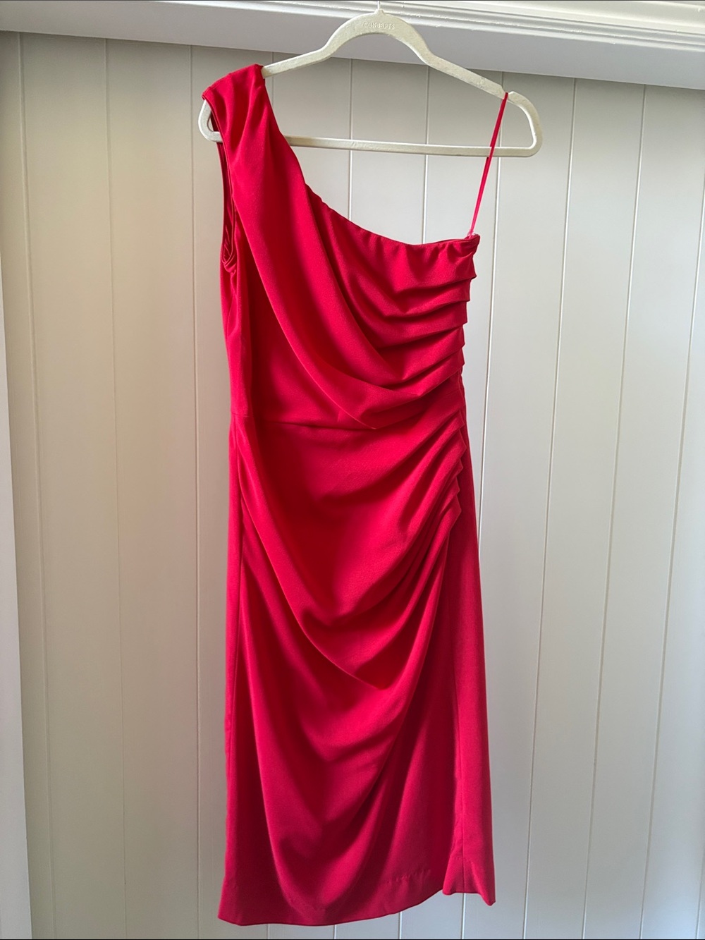 Dress the Population One-Shoulder Red Draped Women’s Dress